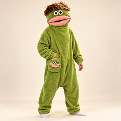 Monster onesie green three quarter